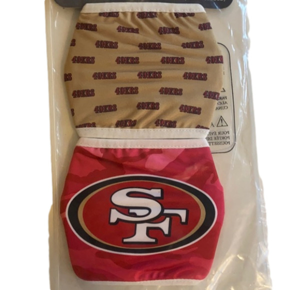 NFL San Francisco 49ERS Face Mask 2 Piece Set NEW - Picture 1 of 8